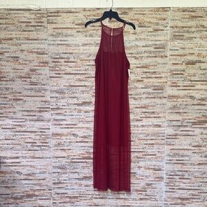 DKNY Burgundy Halter Midi Dress
